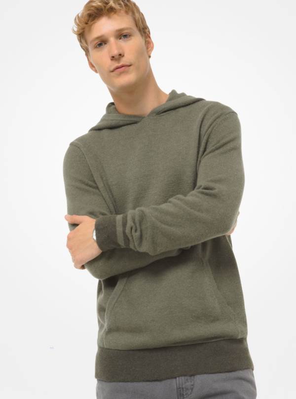 Panske Mikiny S Kapucňou Michael Kors Nylon and Wool Blend Olivovo Zelená - Oblecenie Michael Kors Vypredaj | AYHVK-4129